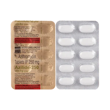 azilide 250 tablet Allopathy (Azithromycin (250mg)) - Uses in Hindi, Side Effects, Substitutes & Price in India