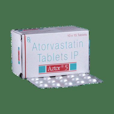 aztor 5 tablet Allopathy (Atorvastatin (5mg)) - Uses in Hindi, Side Effects, Substitutes & Price in India