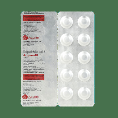 azupan 40mg tablet Allopathy (Pantoprazole (40mg)) - Uses in Hindi, Side Effects, Substitutes & Price in India