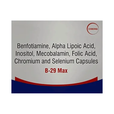 b 29max capsule allopathy (Methylcobalamin (1.5mg) + Alpha Lipoic Acid (100mg)) - Uses in Hindi, Side Effects, Substitutes & Price in India
