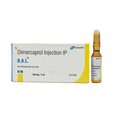 b a l injection allopathy (Dimercaprol (100mg)) - Uses in Hindi, Side Effects, Substitutes & Price in India
