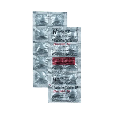 bacrite 10 tablet Allopathy (Baclofen (10mg)) - Uses in Hindi, Side Effects, Substitutes & Price in India