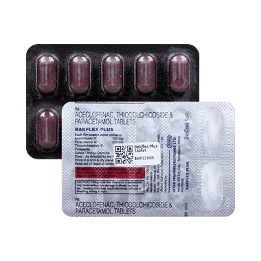 bakflex plus tablet Allopathy (Thiocolchicoside (4mg)) - Uses in Hindi, Side Effects, Substitutes & Price in India