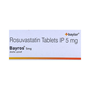 bayros 5mg tablet allopathy (Rosuvastatin (5mg)) - Uses in Hindi, Side Effects, Substitutes & Price in India