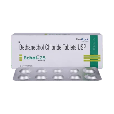 bchol 25mg tablet Allopathy (Bethanechol (25mg)) - Uses in Hindi, Side Effects, Substitutes & Price in India
