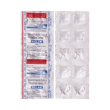 belar 0.5mg tablet Allopathy (Betamethasone (0.5mg)) - Uses in Hindi, Side Effects, Substitutes & Price in India