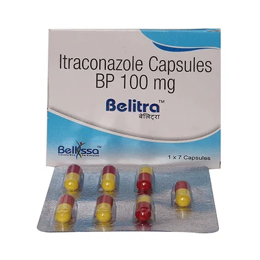 belitra 100mg capsule Allopathy (Itraconazole (100mg)) - Uses in Hindi, Side Effects, Substitutes & Price in India