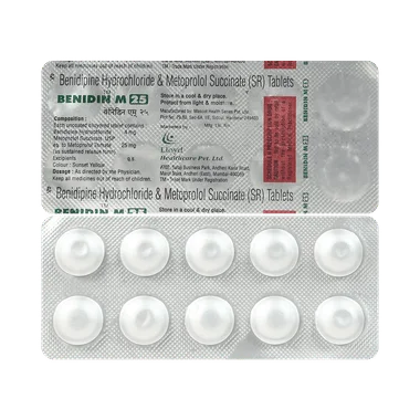 benidin m 4mg/25mg tablet sr Allopathy (Benidipine (4mg)) - Uses in Hindi, Side Effects, Substitutes & Price in India