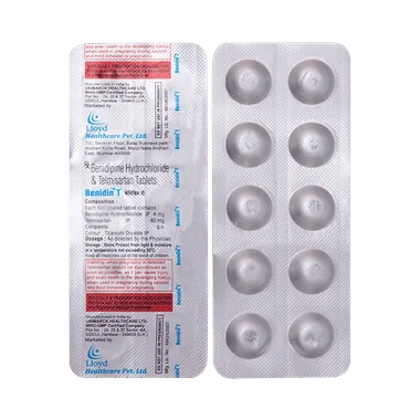 benidin t 4mg/40mg tablet Allopathy (Benidipine (4mg)) - Uses in Hindi, Side Effects, Substitutes & Price in India