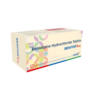 benitor 8mg tablet Allopathy (Benidipine (8mg)) - Uses in Hindi, Side Effects, Substitutes & Price in India