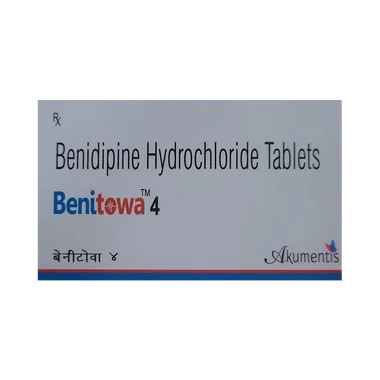 benitowa 4 tablet Allopathy (Benidipine (4mg)) - Uses in Hindi, Side Effects, Substitutes & Price in India