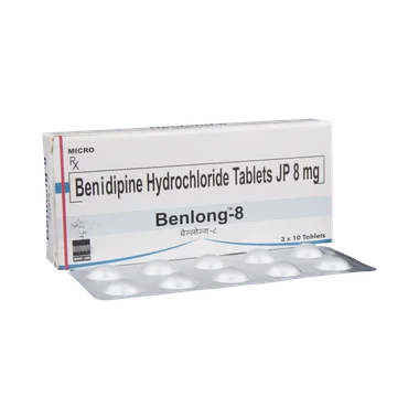 benlong 8 tablet Allopathy (Benidipine (8mg)) - Uses in Hindi, Side Effects, Substitutes & Price in India