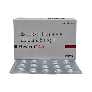besicor 2.5 tablet Allopathy (Bisoprolol (2.5mg)) - Uses in Hindi, Side Effects, Substitutes & Price in India