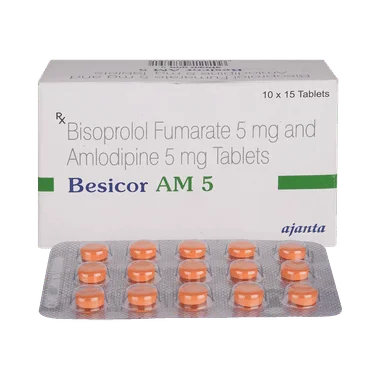 besicor am 5mg/5mg tablet Allopathy (Amlodipine (5mg)) - Uses in Hindi, Side Effects, Substitutes & Price in India