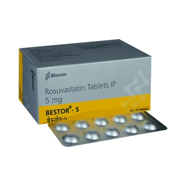 bestor 5 tablet Allopathy (Rosuvastatin (5mg)) - Uses in Hindi, Side Effects, Substitutes & Price in India