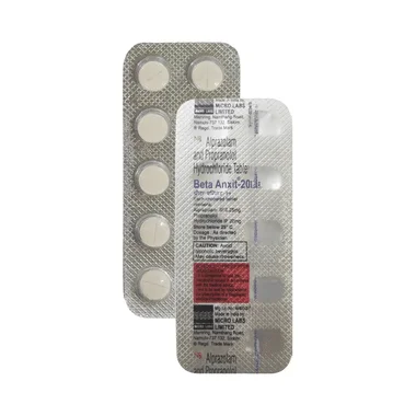 beta anxit 0.25 mg/20 mg tablet Allopathy (Alprazolam (0.25mg)) - Uses in Hindi, Side Effects, Substitutes & Price in India