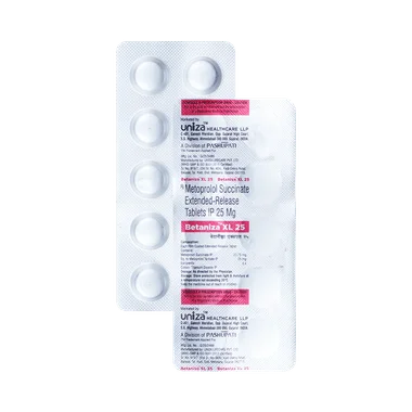 betaniza xl 25mg tablet er Allopathy (Metoprolol Succinate (25mg)) - Uses in Hindi, Side Effects, Substitutes & Price in India