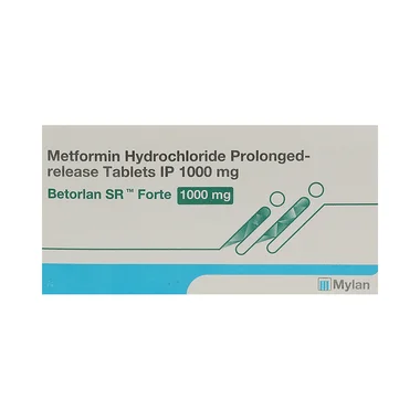 betorlan sr forte 1000mg tablet Allopathy (Metformin (1000mg)) - Uses in Hindi, Side Effects, Substitutes & Price in India