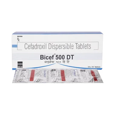bicef 500 dt tablet Allopathy (Cefadroxil (500mg)) - Uses in Hindi, Side Effects, Substitutes & Price in India