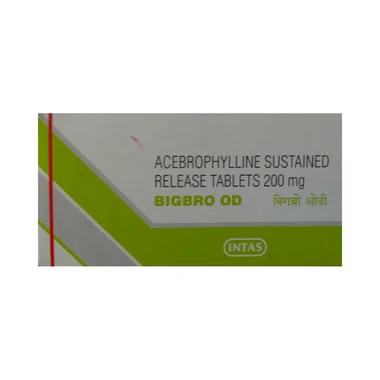 bigbro od tablet sr Allopathy (Acebrophylline (200mg)) - Uses in Hindi, Side Effects, Substitutes & Price in India