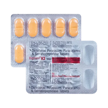 bigflam tablet Allopathy (Diclofenac (50mg)) - Uses in Hindi, Side Effects, Substitutes & Price in India
