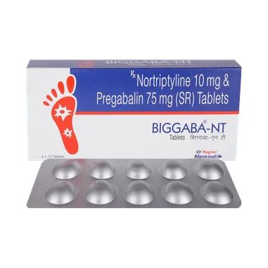 biggaba nt 75mg/10mg tablet sr Allopathy (Pregabalin (75mg)) - Uses in Hindi, Side Effects, Substitutes & Price in India