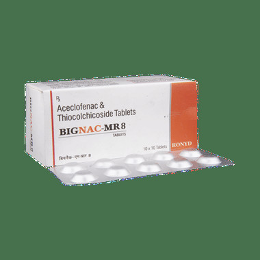 bignac-mr 8 tablet Allopathy (Aceclofenac (100mg)) - Uses in Hindi, Side Effects, Substitutes & Price in India