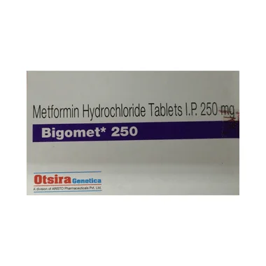 bigomet 250 tablet Allopathy (Metformin (250mg)) - Uses in Hindi, Side Effects, Substitutes & Price in India
