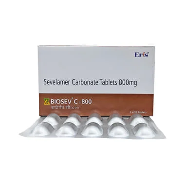 biosev c 800mg tablet Allopathy (Sevelamer (800mg)) - Uses in Hindi, Side Effects, Substitutes & Price in India