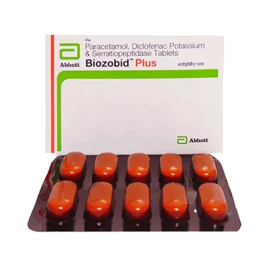 biozobid plus 50mg/325mg/10mg tablet Allopathy (Diclofenac (50mg)) - Uses in Hindi, Side Effects, Substitutes & Price in India