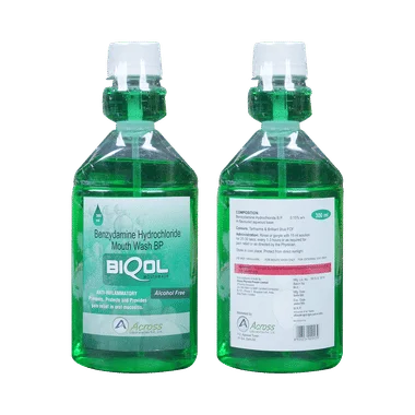 biqol mouth wash alcohol free Allopathy (Benzydamine (0.15% w/v)) - Uses in Hindi, Side Effects, Substitutes & Price in India