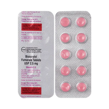 bisobis 2.5mg tablet Allopathy (Bisoprolol (2.5mg)) - Uses in Hindi, Side Effects, Substitutes & Price in India