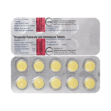bisobis a 5mg/2.5mg tablet Allopathy (Amlodipine (5mg)) - Uses in Hindi, Side Effects, Substitutes & Price in India