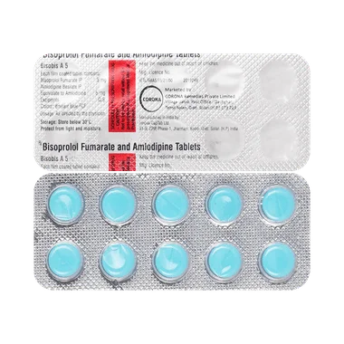 bisobis a 5mg/5mg tablet Allopathy (Amlodipine (5mg)) - Uses in Hindi, Side Effects, Substitutes & Price in India