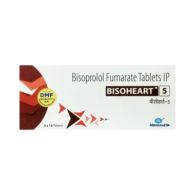 bisoheart 5mg tablet Allopathy (Bisoprolol (5mg)) - Uses in Hindi, Side Effects, Substitutes & Price in India
