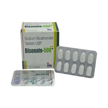 bisonate 500mg tablet Allopathy (Sodium Bicarbonate (500mg)) - Uses in Hindi, Side Effects, Substitutes & Price in India