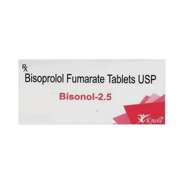 bisonol 2.5mg tablet Allopathy (Bisoprolol (2.5mg)) - Uses in Hindi, Side Effects, Substitutes & Price in India