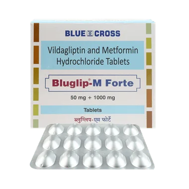bluglip m forte 1000mg/50mg tablet Allopathy (Metformin (1000mg)) - Uses in Hindi, Side Effects, Substitutes & Price in India