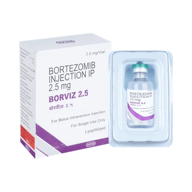 borviz 2.5 injection Allopathy (Bortezomib (2.5mg)) - Uses in Hindi, Side Effects, Substitutes & Price in India