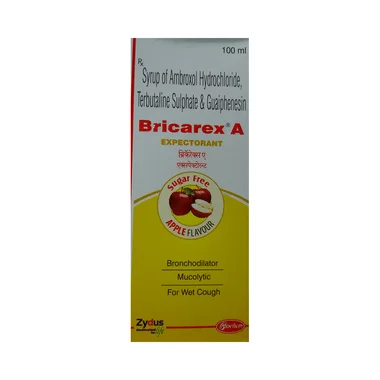 bricarex a expectorant apple sugar free Allopathy (Ambroxol (15mg/5ml)) - Uses in Hindi, Side Effects, Substitutes & Price in India