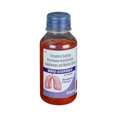 bro-cofdex syrup raspberry Allopathy (Bromhexine (4mg/5ml)) - Uses in Hindi, Side Effects, Substitutes & Price in India