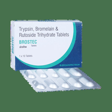 brostec tablet Allopathy (Bromelain (180mg)) - Uses in Hindi, Side Effects, Substitutes & Price in India