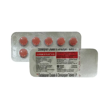 c pram s plus 0.25 mg/10 mg tablet Allopathy (Clonazepam (0.25mg)) - Uses in Hindi, Side Effects, Substitutes & Price in India