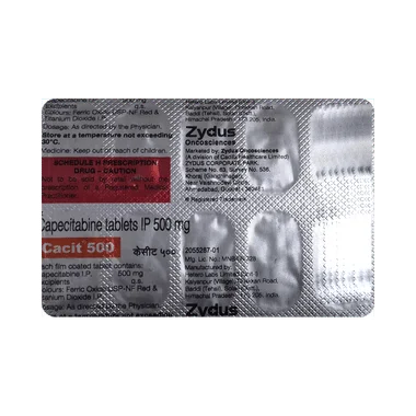 cacit 500mg tablet Allopathy (Capecitabine (500mg)) - Uses in Hindi, Side Effects, Substitutes & Price in India