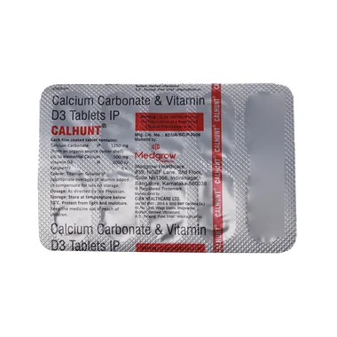 calhunt tablet - Calcium (1250mg) + Vitamin D3 (2000IU) medicine