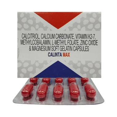 calinta max soft gelatin capsule Allopathy (Calcitriol (0.25mcg)) - Uses in Hindi, Side Effects, Substitutes & Price in India