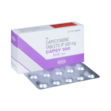 capsy 500mg tablet Allopathy (Capecitabine (500mg)) - Uses in Hindi, Side Effects, Substitutes & Price in India