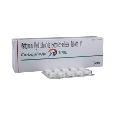carbophage xr 1000 tablet Allopathy (Metformin (1000mg)) - Uses in Hindi, Side Effects, Substitutes & Price in India
