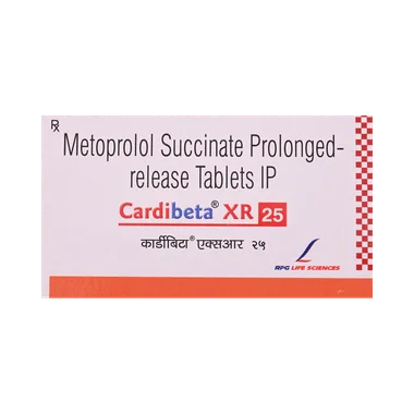 cardibeta xr 25 tablet Allopathy (Metoprolol Succinate (23.75mg)) - Uses in Hindi, Side Effects, Substitutes & Price in India