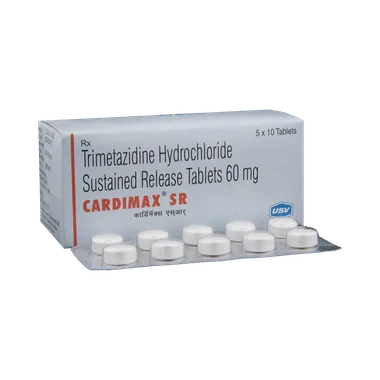 cardimax sr tablet Allopathy (Trimetazidine (60mg)) - Uses in Hindi, Side Effects, Substitutes & Price in India